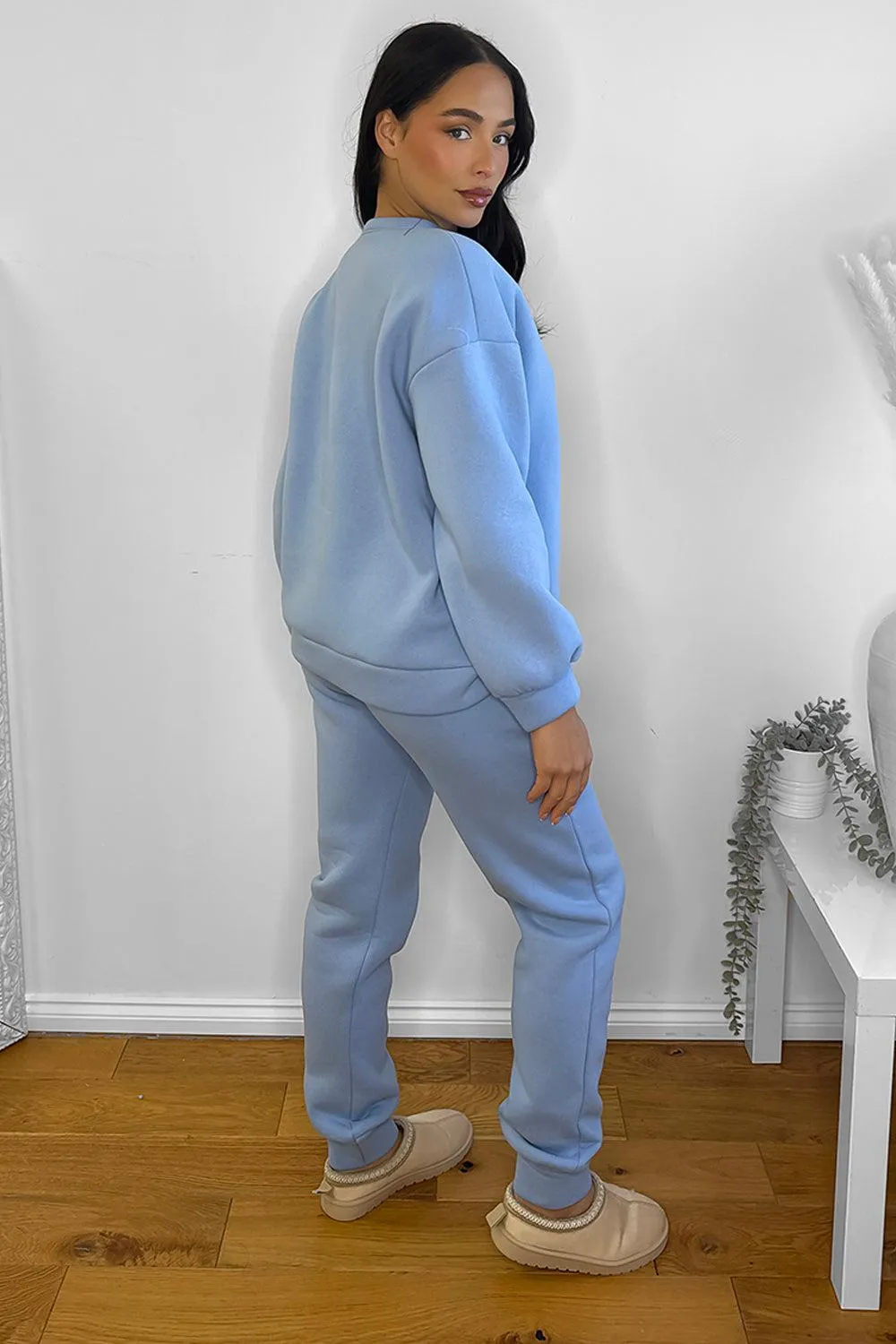 Large Bow Detail Sweatshirt And Trousers Loungewear Set