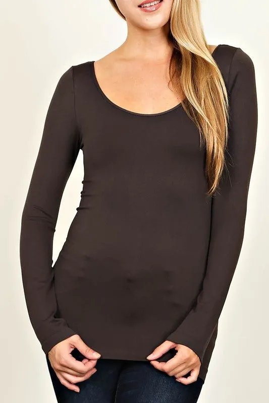 Long Sleeve Scoop Neck Top