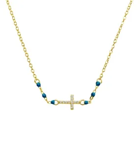 Luisa Turquoise Cross necklace Gold