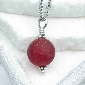 Mars Red UV Sea Glass Marble Pendant  | #5279