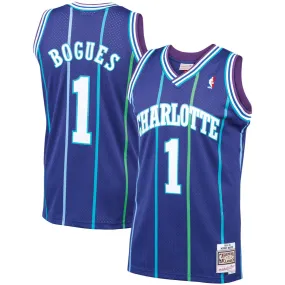 Mens Muggsy Bogues Charlotte Hornets 1994-95 Purple Swingman Replica Jersey By Mitchell & Ness