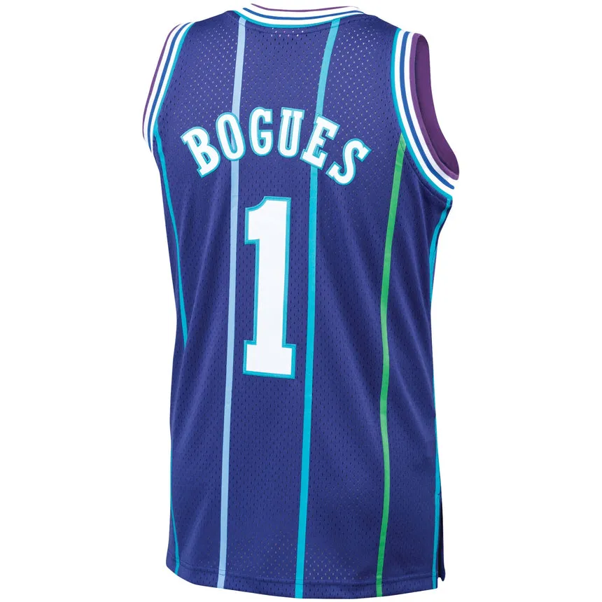 Mens Muggsy Bogues Charlotte Hornets 1994-95 Purple Swingman Replica Jersey By Mitchell & Ness