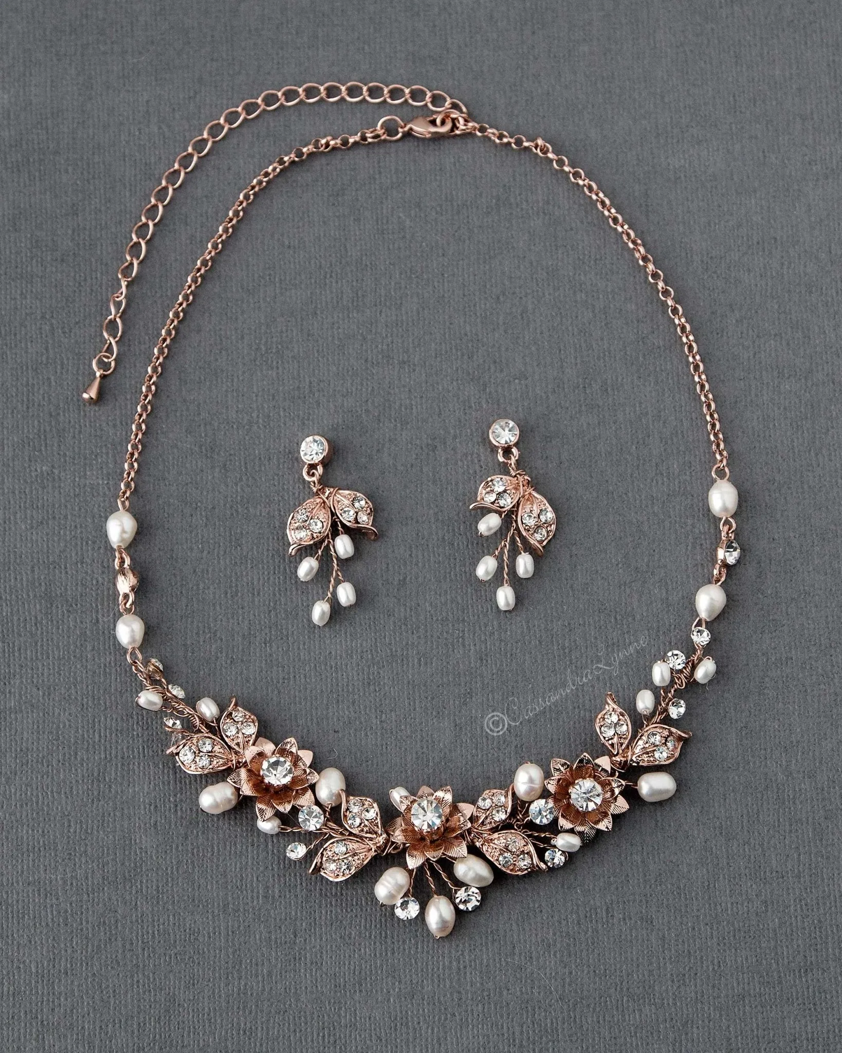 Metal Flowers Wedding Necklace Set