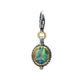 Mintabie Opal Charm with Montana Sapphire Accent