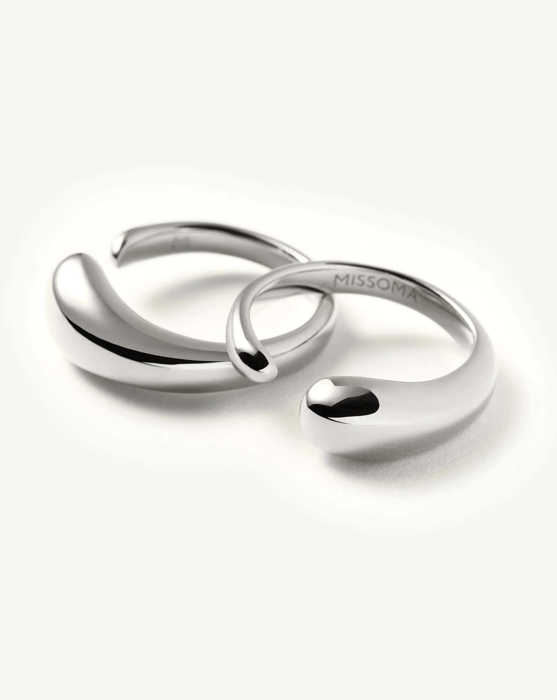 Molten Double Stacking Ring Set | Silver Plated