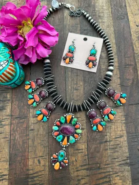 Multi Color Navajo Pearl Necklace Set