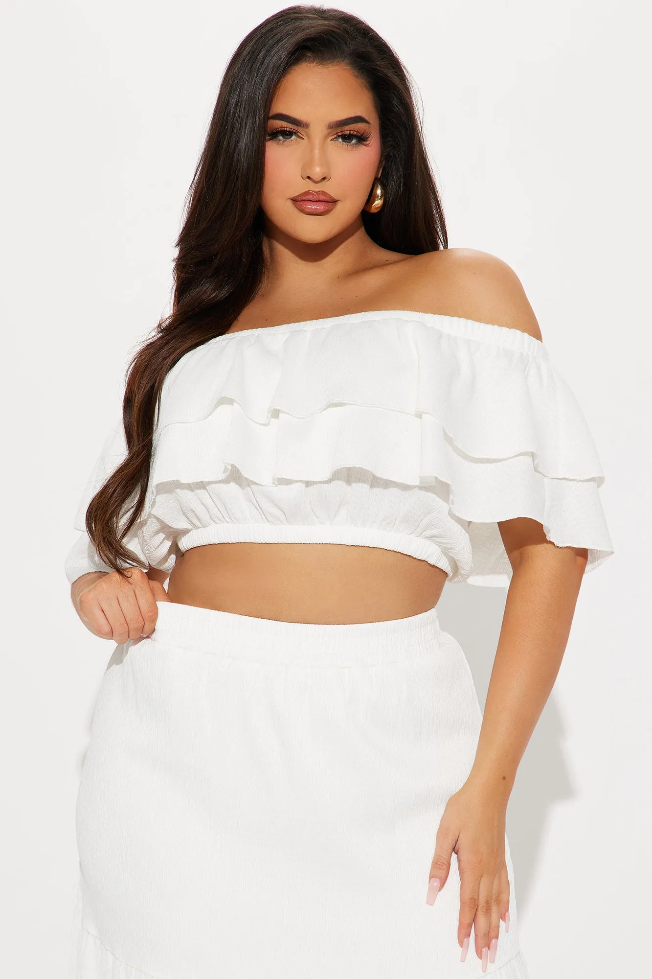 Noelle Tiered Skirt Set - White