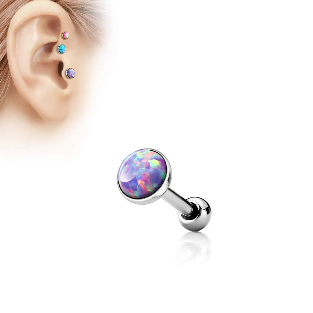 Opal Set Flat Top 316L Surgical Steel WildKlass Cartilage/Tragus Barbell