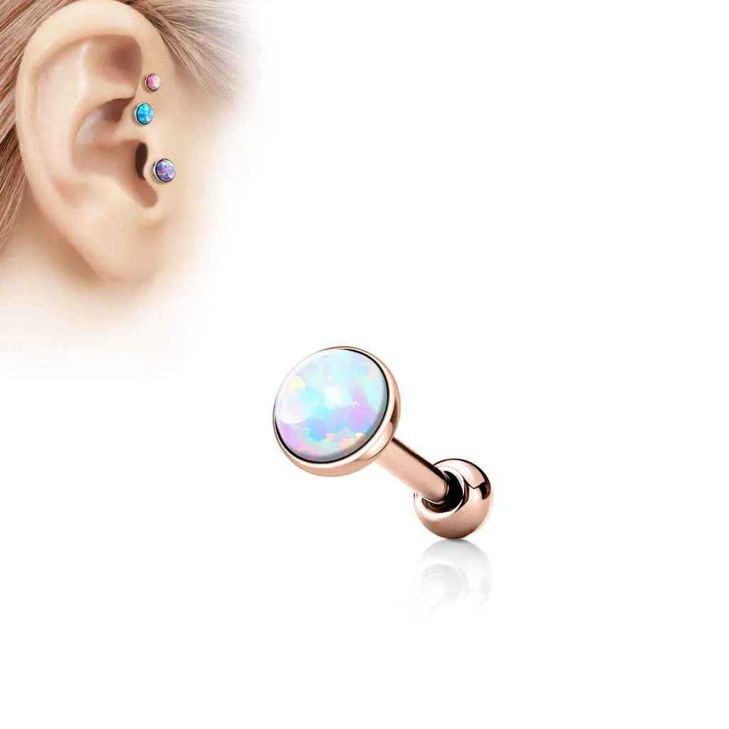 Opal Set Flat Top 316L Surgical Steel WildKlass Cartilage/Tragus Barbell