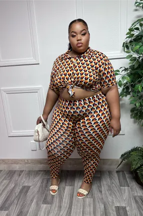 Orange multi color Jodi plus size set