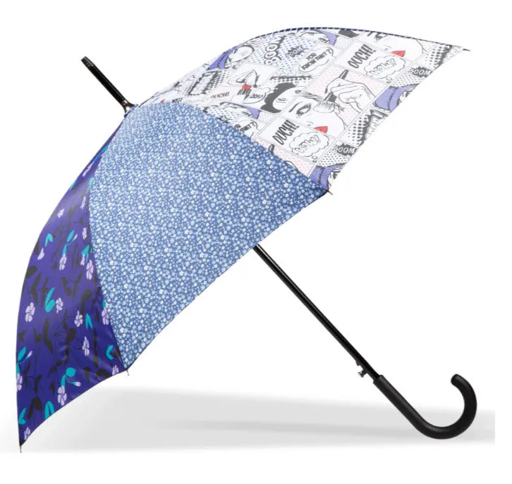 Parapluie Canne X-TRA Sec Isotoner 09457 Patchwork Bleu