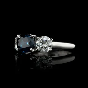 Platinum Estate Sapphire and Diamond Ring