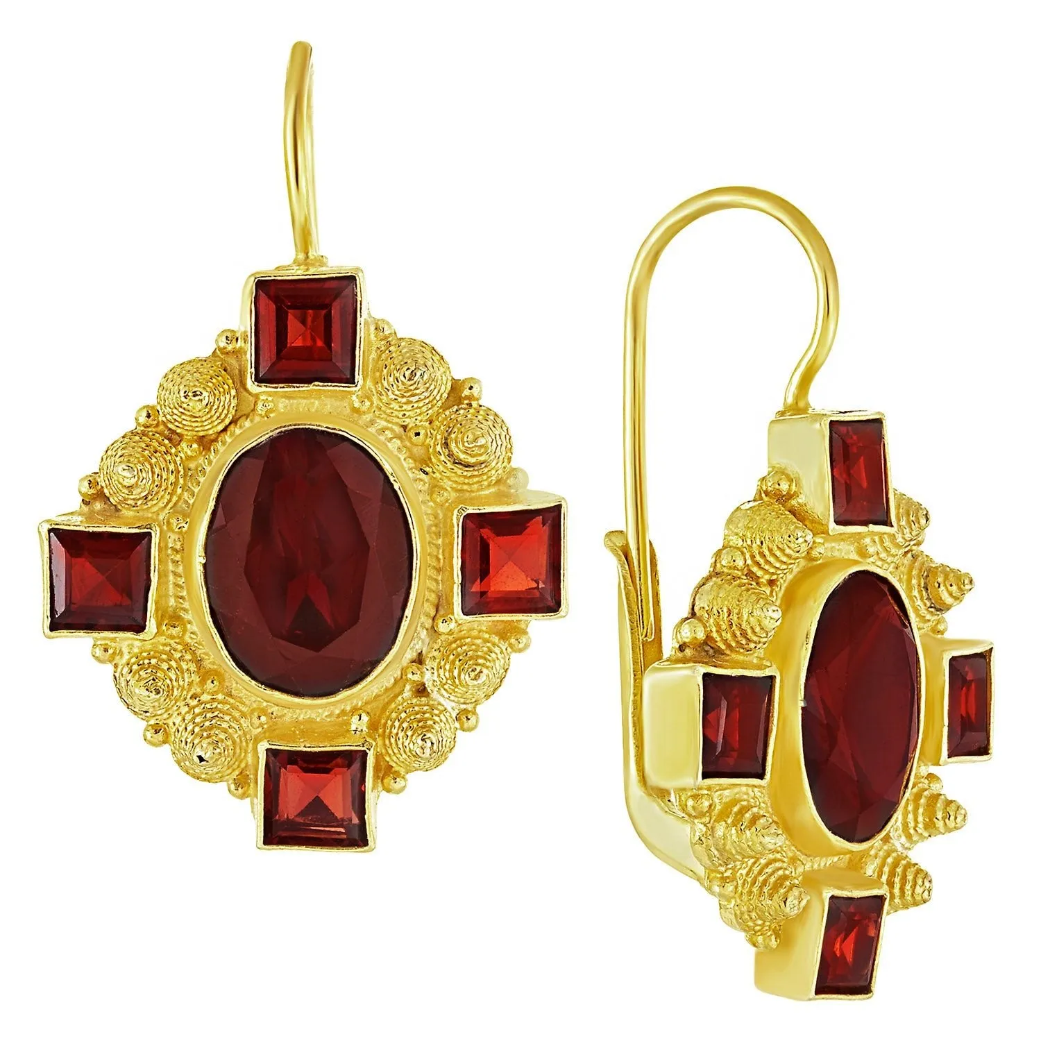 Queen Bess Garnet Earrings