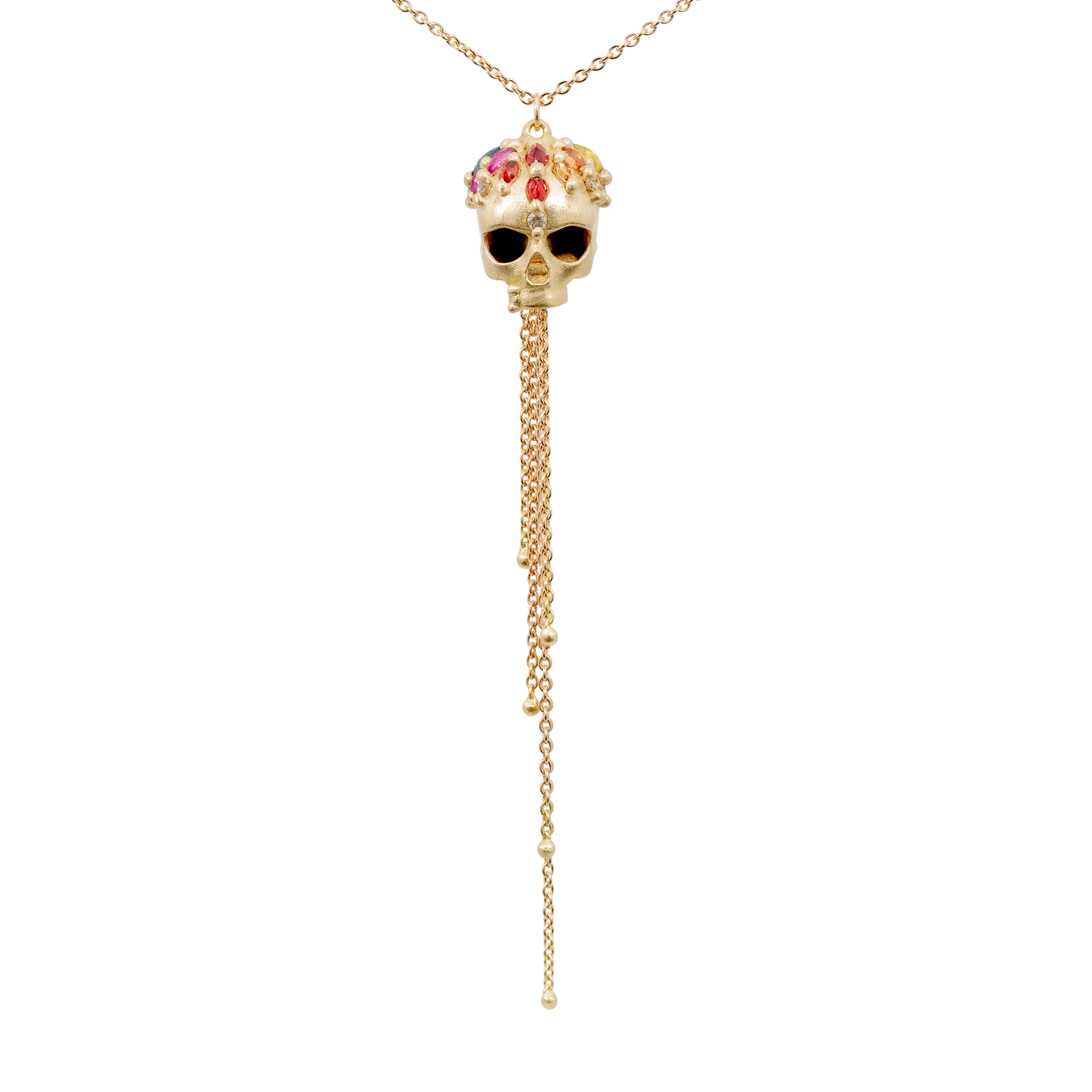 Rainbow Enchanted City Skull Tassel Necklace - Made to Order