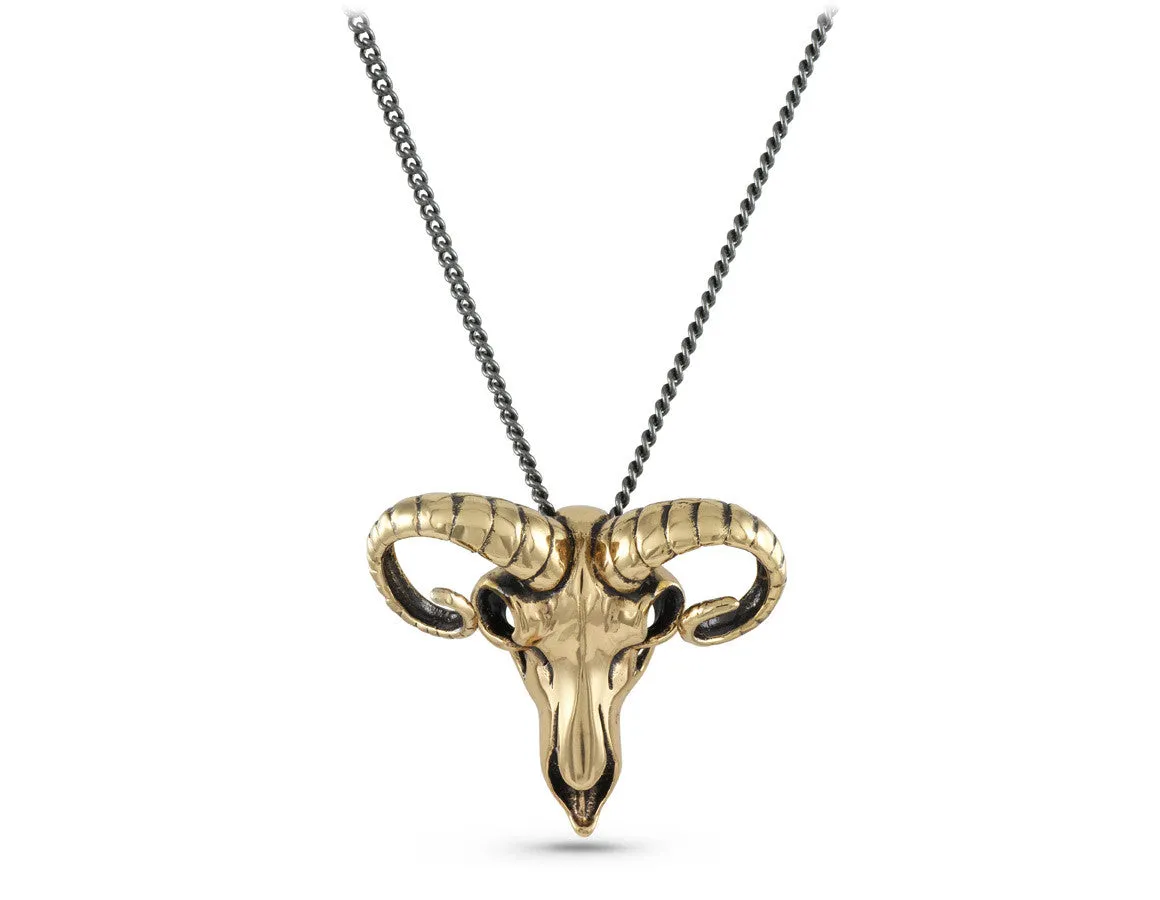 Ram Skull Necklace - Bronze