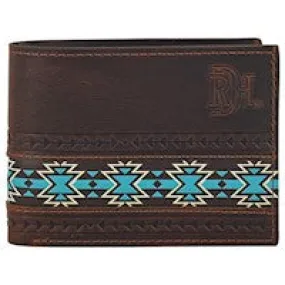 RED DIRT HAT CO BIFOLD WALLET OILED CHESTNUT BRN W/SOUTHWESTERN DESIGNS