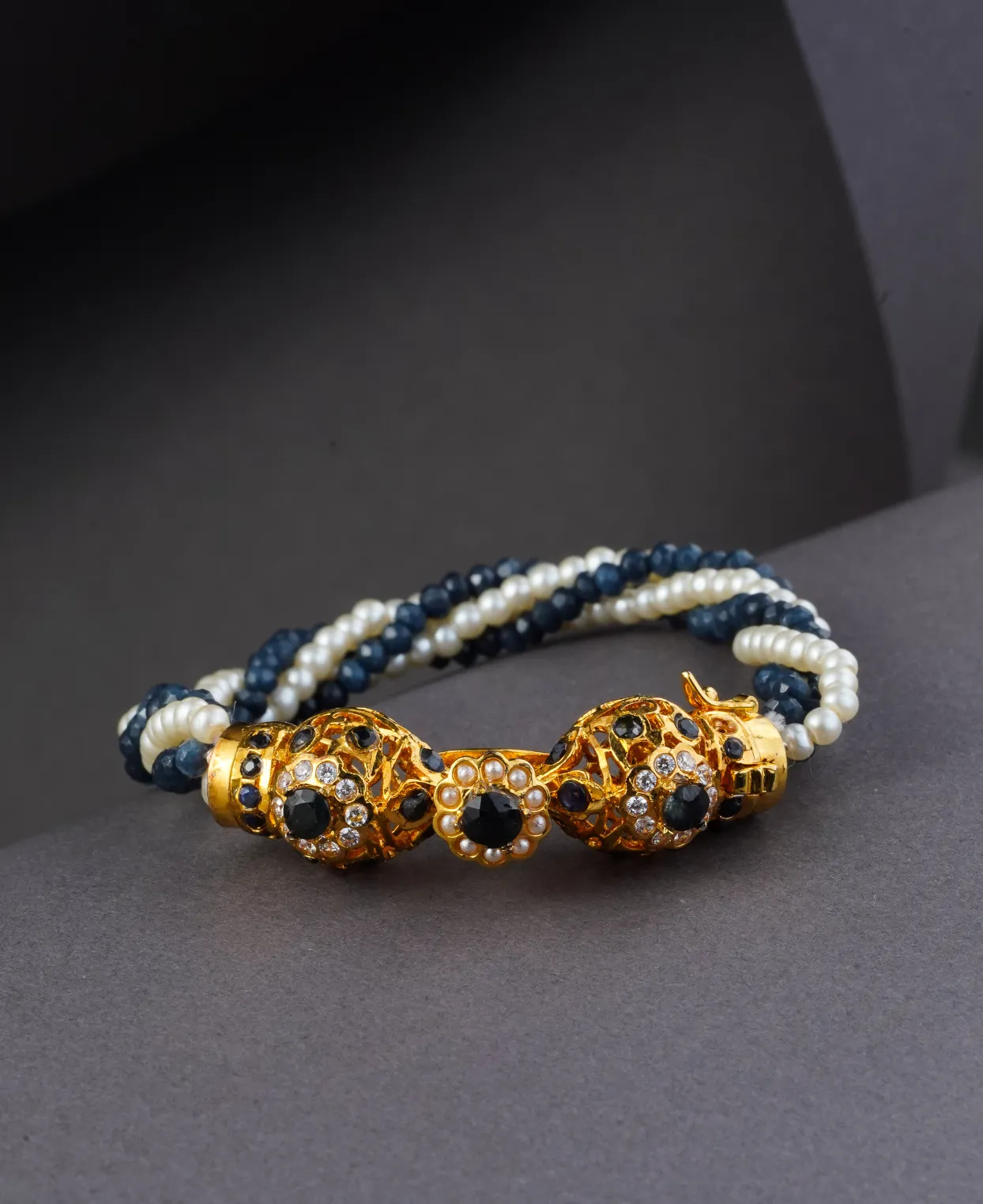 Sapphire & Pearl Mogra Bracelet