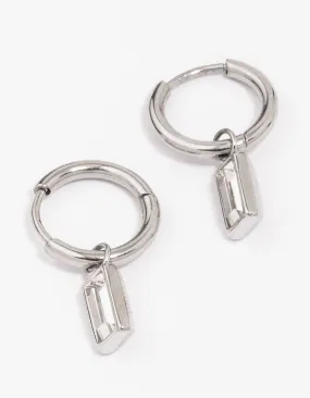 Stainless Steel Classic Baguette Huggie Hoop Earrings