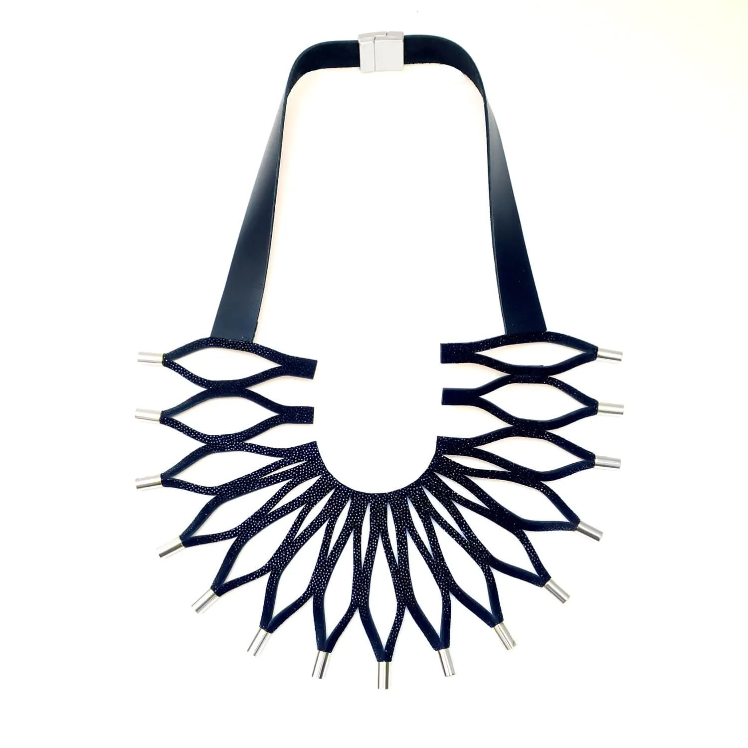 Sunflower yellow leather bib necklace