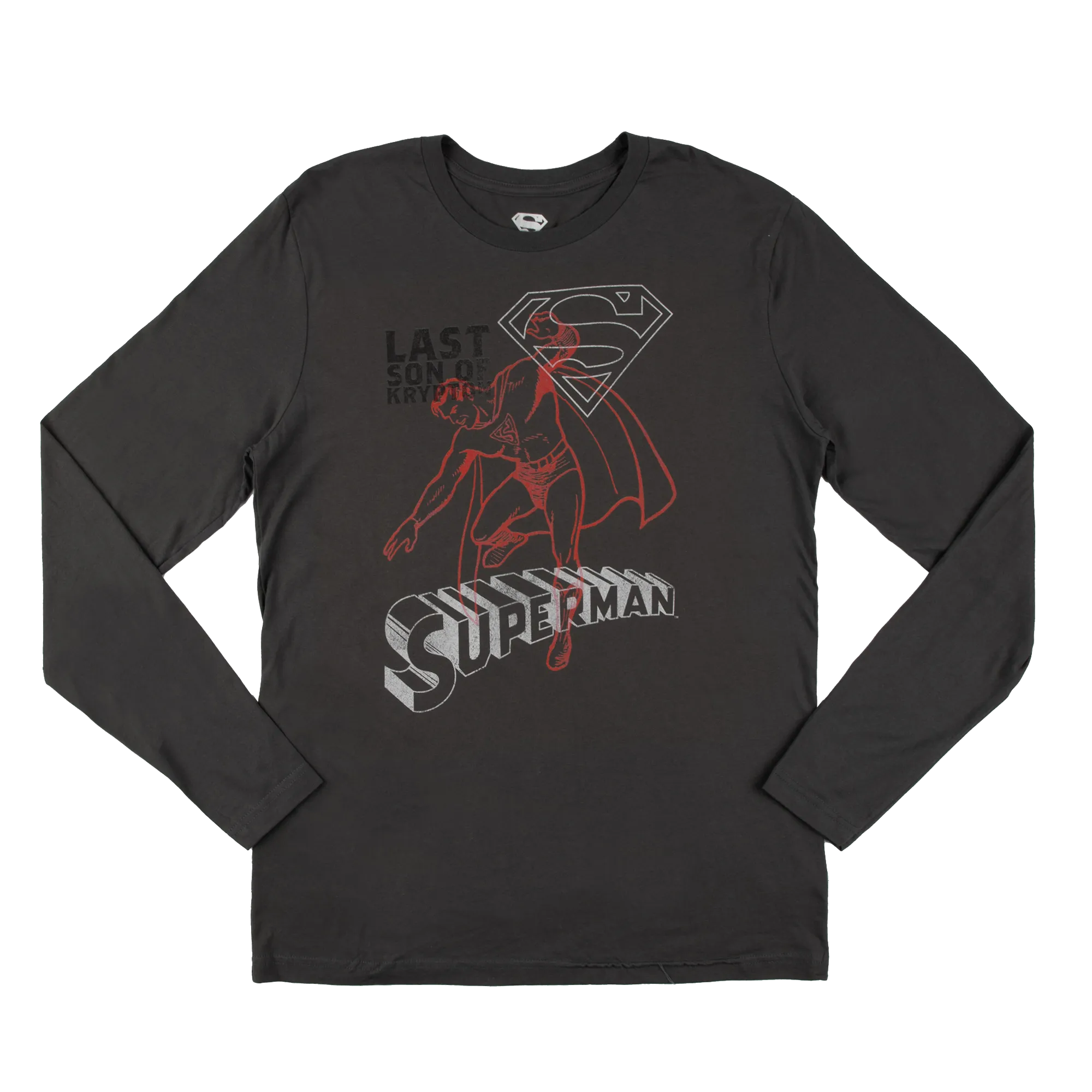 Superman Last Son of Krypton Charcoal Long Sleeve