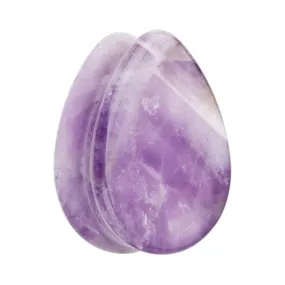 Teardop Amethyst Natural Stone Double Flared Ear Gauge WildKlass Plug