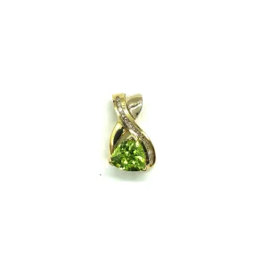 Trillion Peridot and Diamond Pendant