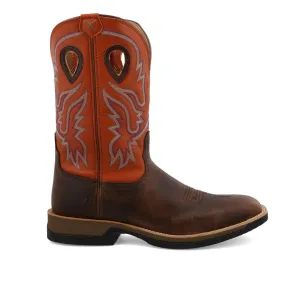 'Twisted X' Men's 12 Tech-X CellStretch Western Square Toe - Brown / Orange