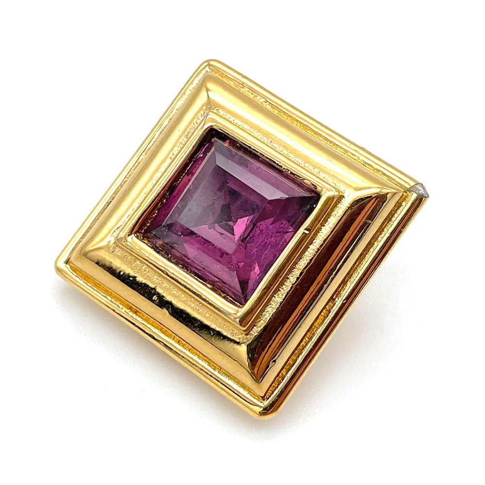 【USA輸入】ヴィンテージ MONET パープル スクエアビジュー イヤリング/Vintage MONET Purple Square Bijou Clip On Earrings