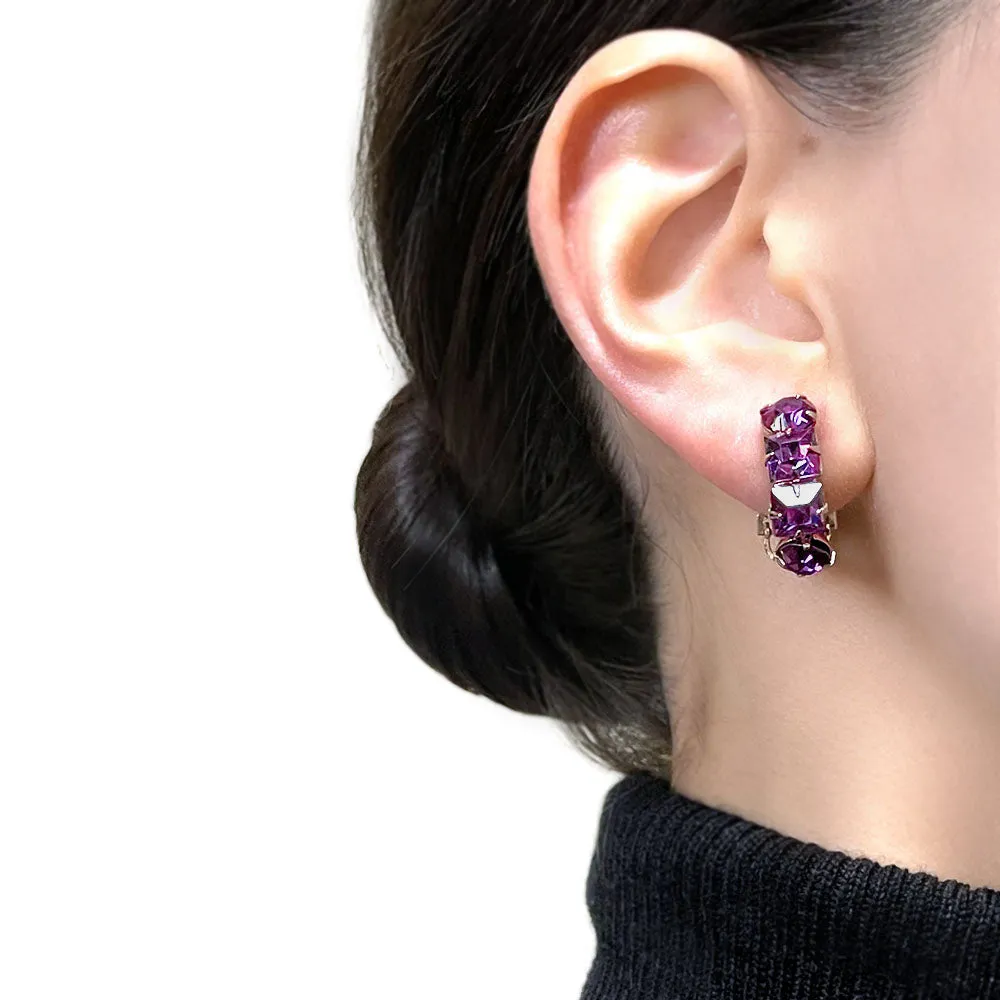 【USA輸入】ヴィンテージ アメジストパープル ビジュー イヤリング/Vintage Amethyst Purple Bijou Clip On Earrings