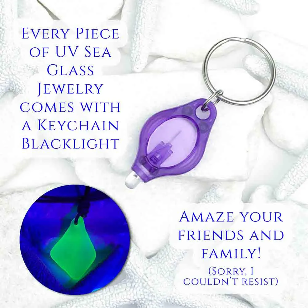 UV Sea Glass Pendant with Sterling Silver Cross Charm | #5298