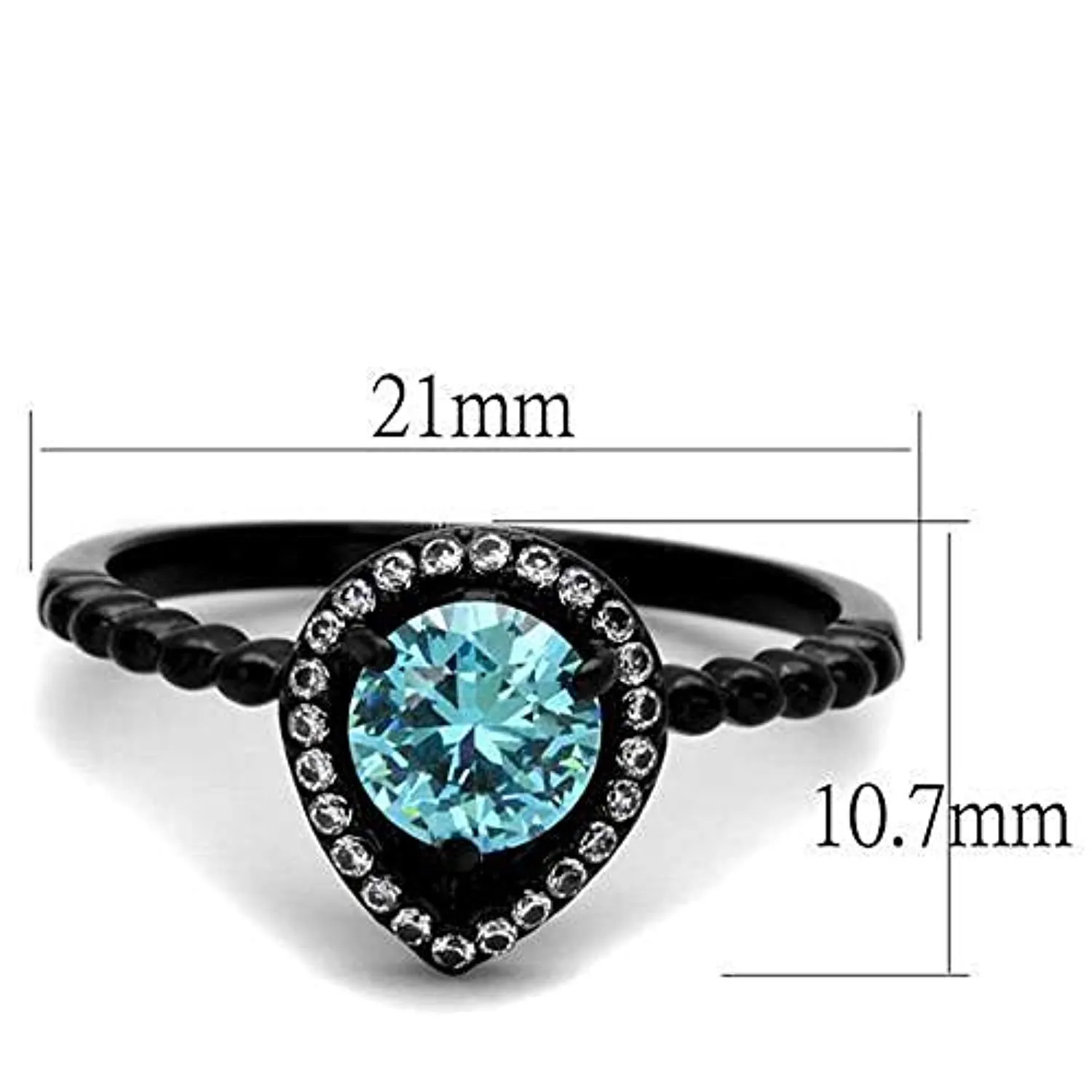 WildKlass Stainless Steel Ring IP Women AAA Grade CZ Sea Blue