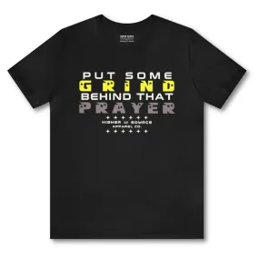 Women's Put Some Grind Behind That Prayer - Black - Maximum Yellow / Taupe Gray