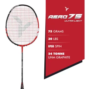 Young Aero 75 Ultralight Badminton Racket (Strung) | Black/Red