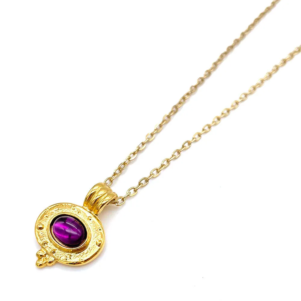 【フランス輸入】ヴィンテージ SPHINX パープル カボション ネックレス/Vintage SPHINX Purple Cabochon Necklace