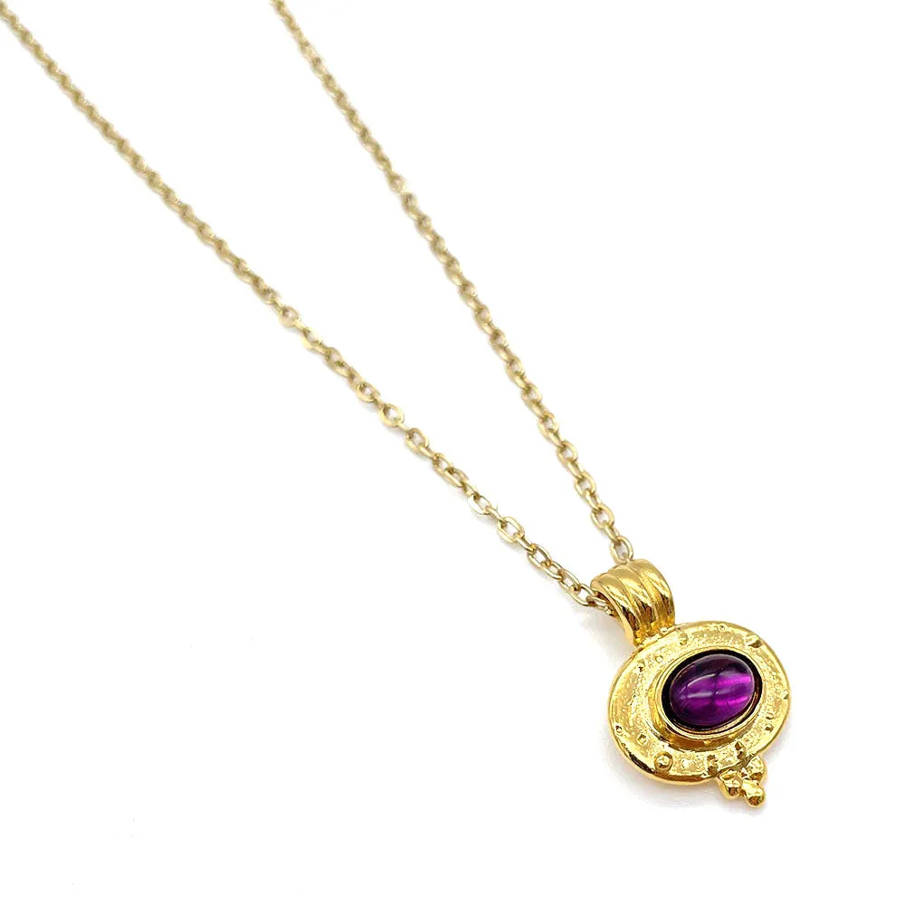 【フランス輸入】ヴィンテージ SPHINX パープル カボション ネックレス/Vintage SPHINX Purple Cabochon Necklace